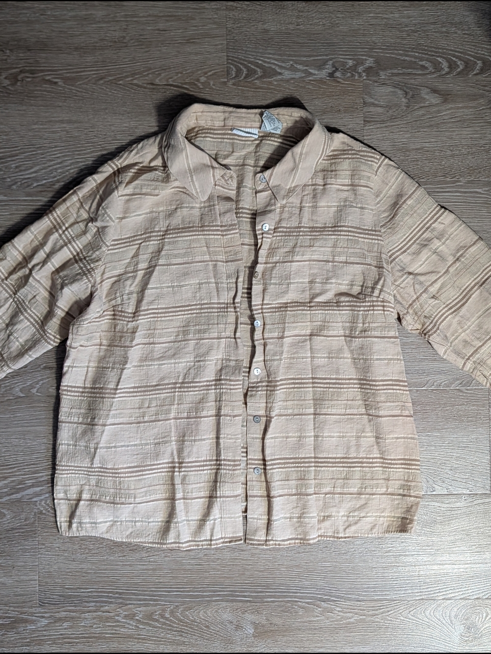 White Stag Semi-Sheer Whipped Latte Striped Top